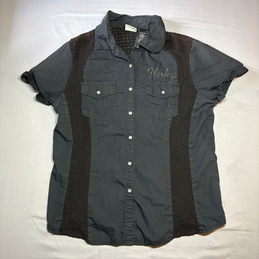 Harley davidson womens short sleeve buton up shirt